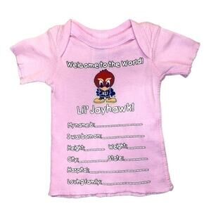 Pink Kansas Jayhawks Short Sleeve T-shirt Baby Size Newborn KU university